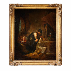 Antonius mit der heiligen Schrift wird von bösen Geistern gestört